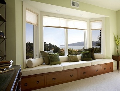 The sofa in the panoramic window