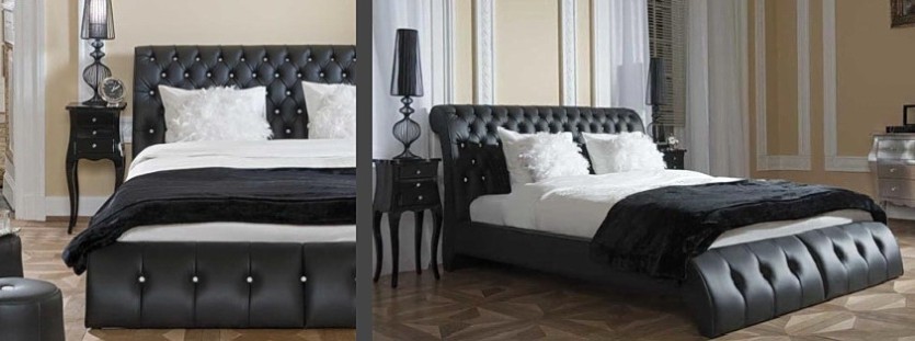 Double bed with high headboard