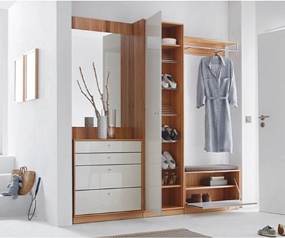 A compact hallway with a coat hanger