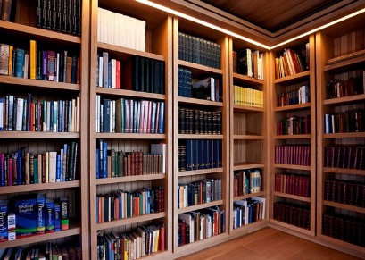 Shelves for the library of veneer