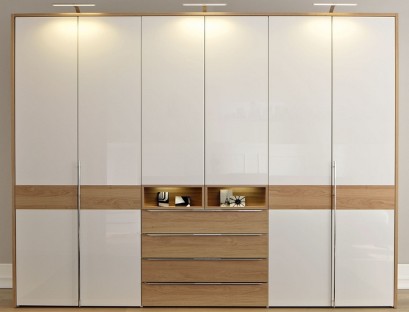 Cabinet with white doors and veneer inserts